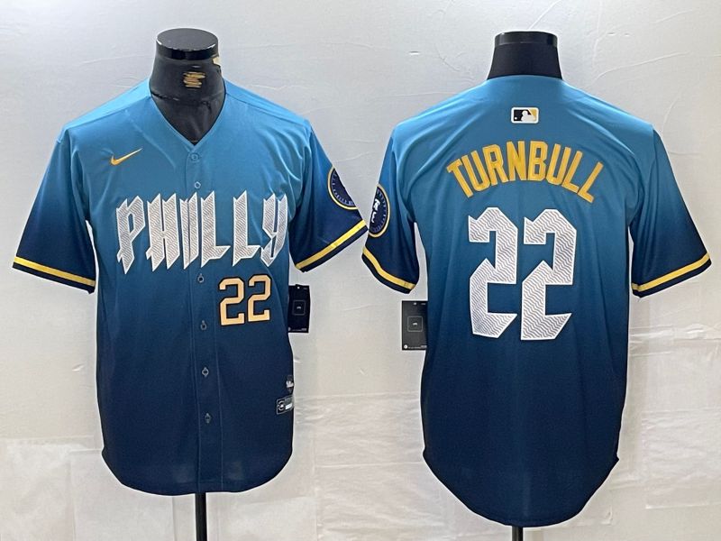 Men Philadelphia Phillies #22 Turnbull Blue City Edition Nike 2024 MLB Jersey style 2